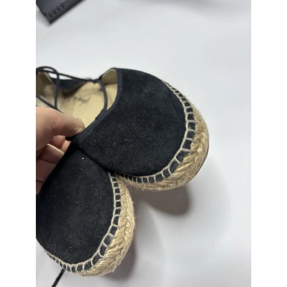 Free People Marina Black Nubuck Espadrille Sandals Round Toe Lace Up Sz EUR 38